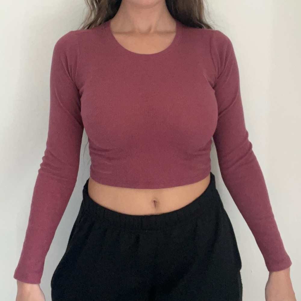 Mauve Long Sleeve Crop Top